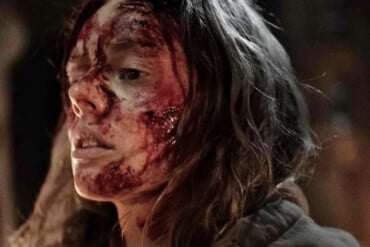 Azrael (2024) Samara Weaving Covered in Blood